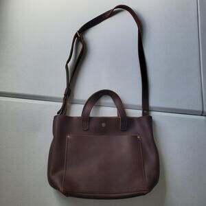 Portland Leather Goods Mini Crossbody Tote Bag Womens Cognac Brown Leather Purse